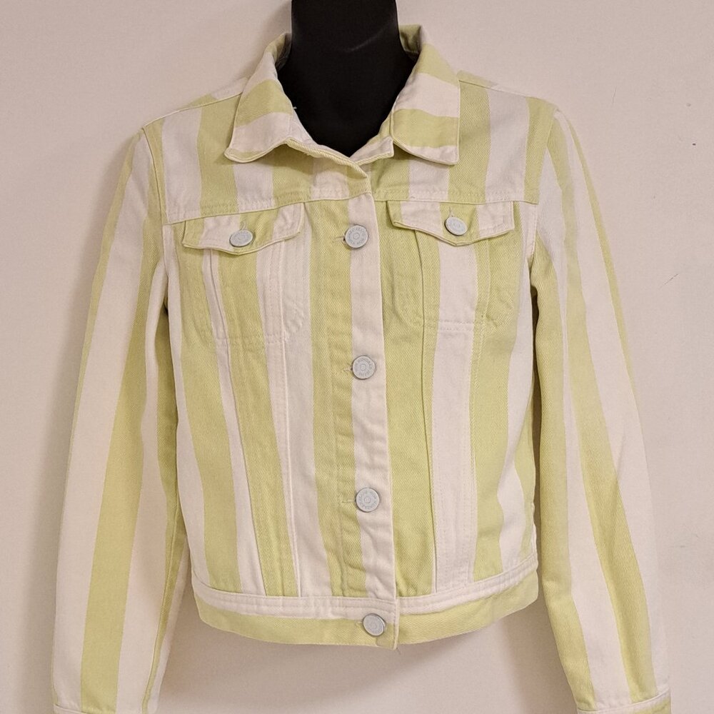 Won Hundred Jeans Striped Jean Jacket  Misses Size 36(Size 6)